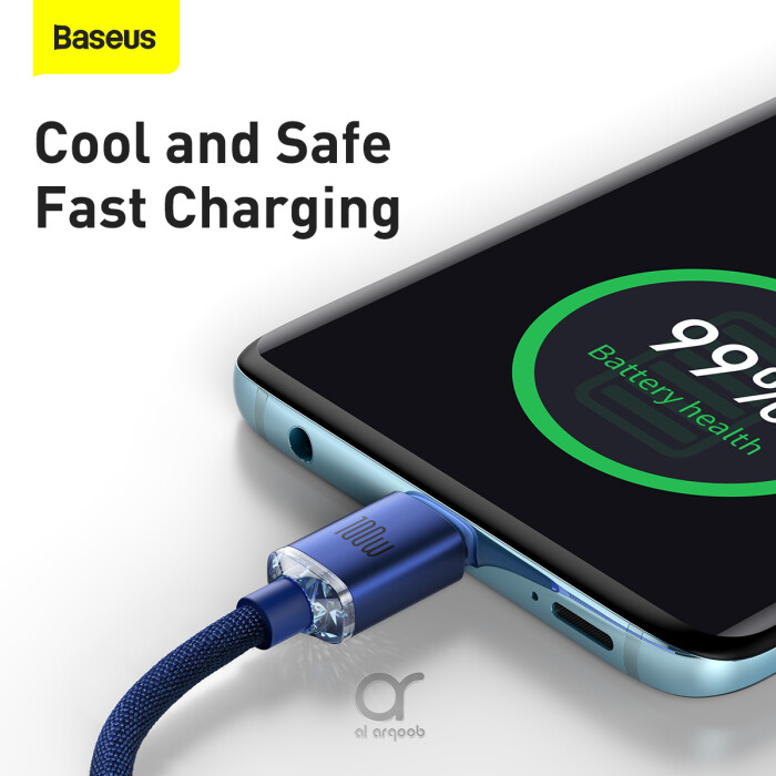 Baseus Crystal Shine Series 100W Fast Charging Cable Type-C to Type-C - 480Mbps Data Cable - 1.2M - Blue