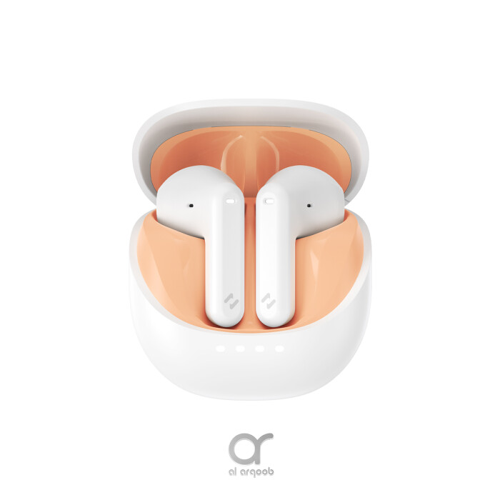 Havit TW931 TWS Earbuds - Dual Mic AI-ENC, Clear Call, Bluetooth 5.4, Dual-Mode Low Latency, Touch Control, 20H Playtime - White+Orange