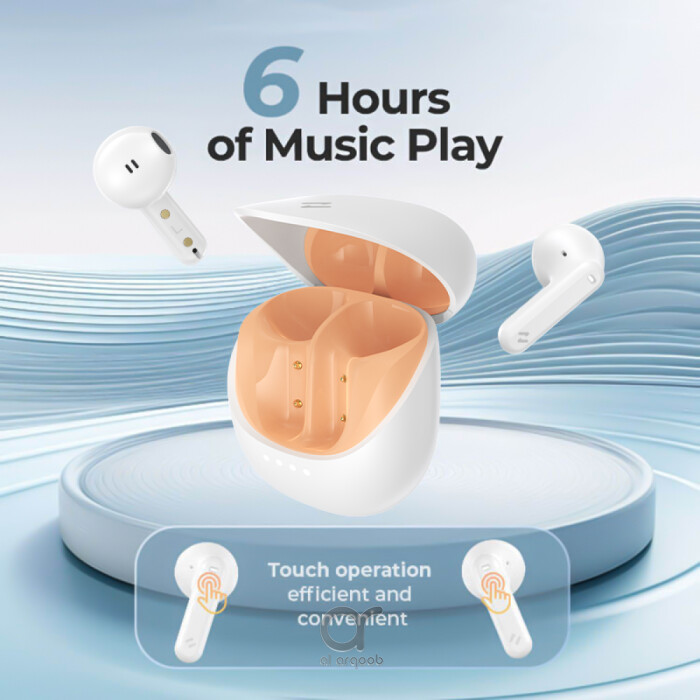 Havit TW931 TWS Earbuds - Dual Mic AI-ENC, Clear Call, Bluetooth 5.4, Dual-Mode Low Latency, Touch Control, 20H Playtime - White+Orange