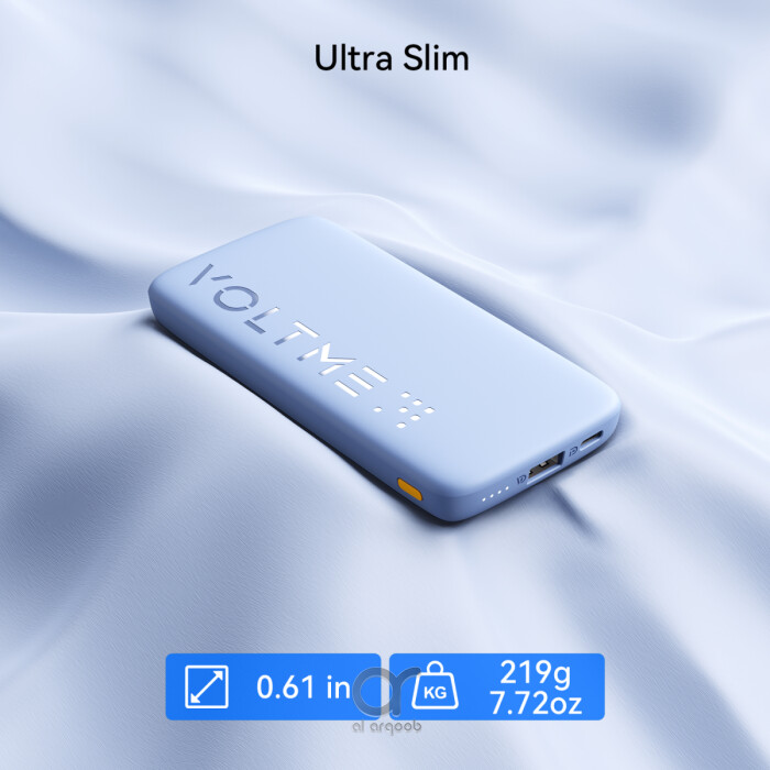 VOLTME Hypercore 10K Essential 10,000mAh Fast Charging Power Bank PD 3.0, Type-C & USB-A Ports – 22.5W Ultra-Thin Charger with V-Dynamic Tech - Blue