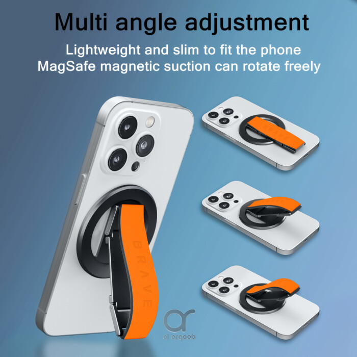 BRAVE 3-in-1 Magnetic Phone Grip & Kickstand BG-01O – Secure Hold & Hands-Free Viewing