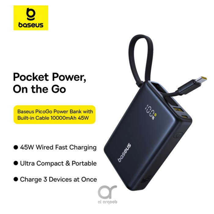 Compact Baseus Picogo 45W fast charging power bank for iPhone