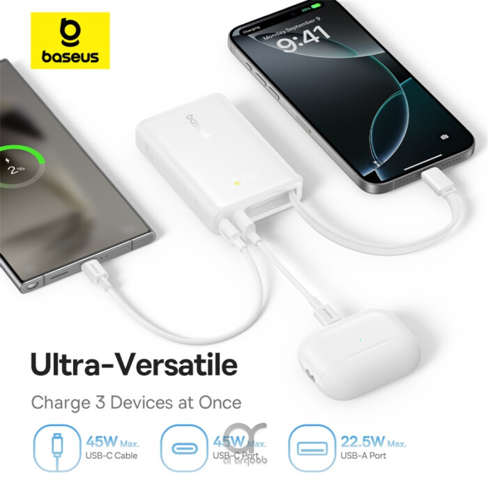 Portable Baseus Picogo charger with built-in USB-C cable