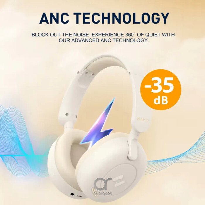 Havit Hybrid ANC Wireless Over-Ear Headphones – Bluetooth 5.3, 76h Battery, Low Latency Gaming, Dual Device Connection