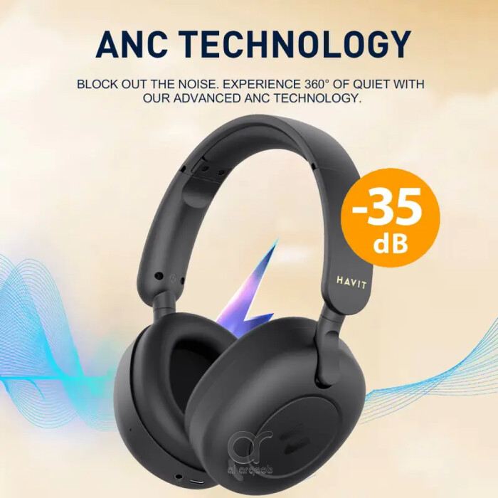 Havit Hybrid ANC Wireless Over-Ear Headphones – Bluetooth 5.3, 76h Battery, Low Latency Gaming, Dual Device Connection