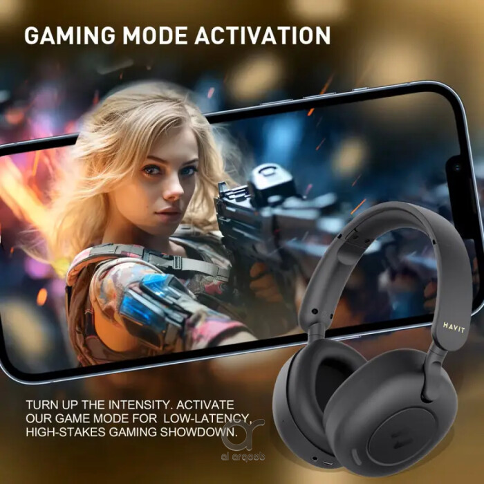 Havit Hybrid ANC Wireless Over-Ear Headphones – Bluetooth 5.3, 76h Battery, Low Latency Gaming, Dual Device Connection