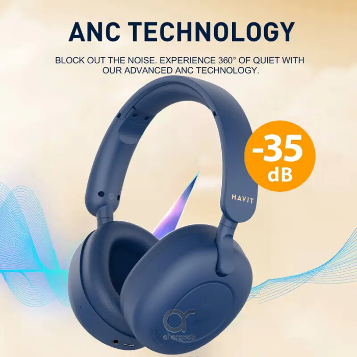 Havit Hybrid ANC Wireless Over-Ear Headphones – Bluetooth 5.3, 76h Battery, Low Latency Gaming, Dual Device Connection