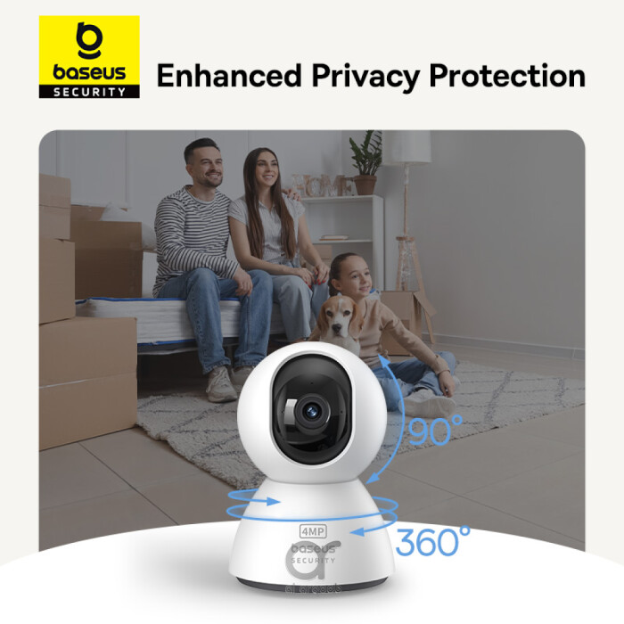 Baseus Security P1 Indoor 3K Wi-Fi Camera, AI Detection, 360° Pan, Night Vision, Works With Google & Alexa - White