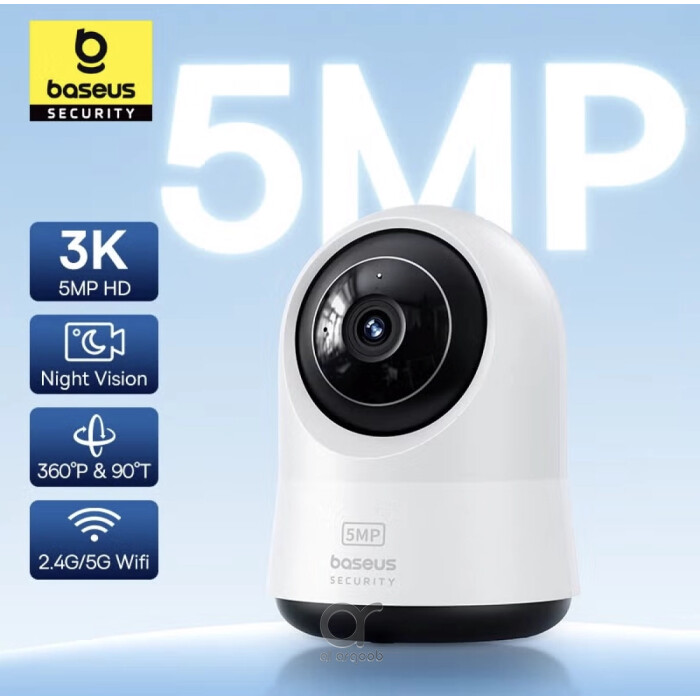 Baseus Security P1 Pro Indoor 3K Wi-Fi Camera with AI Detection, 360° Pan, Night Vision, up to 256GB MicroSD Card Support & Voice Assistant - White