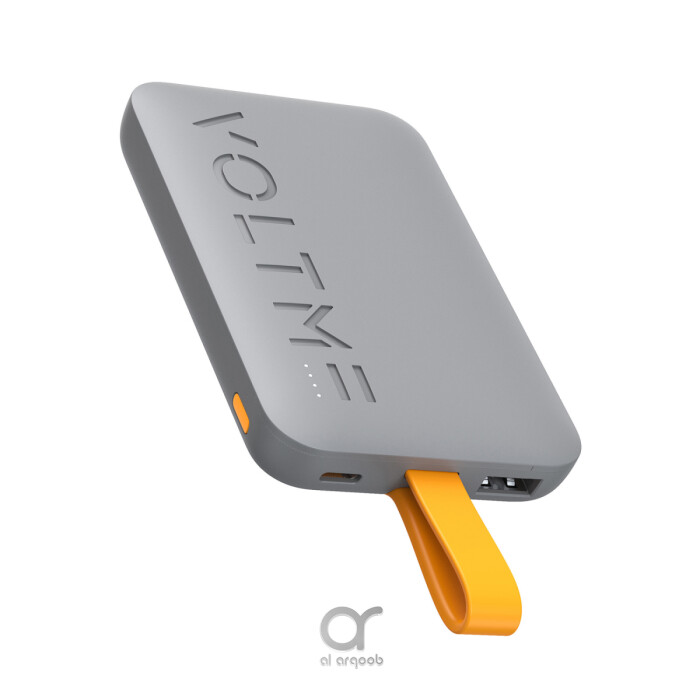 VOLTME Hypercore 10K Sling Power Bank | 22.5W Output | Built-In USB-C Cable | Ultra-Compact 10,000mAh | Soft-Touch Exterior - Grey