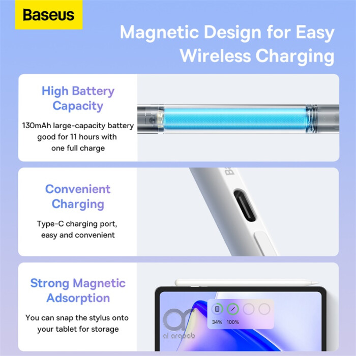 Baseus Smooth Writing 2 Series Stylus with LED Indicators – Magnetic Charging, Palm Rejection – For iPad Mini 6, Air 4/5, Pro 0–6 Series