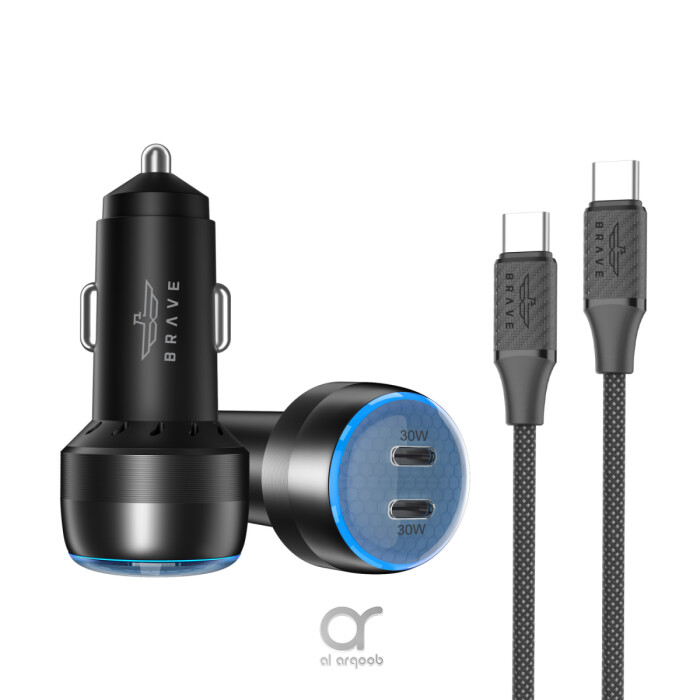 شاحن سيارة BRAVE بقوة 60 واط بمنفذين USB