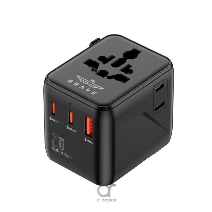 شاحن السفر العالمي BRAVE GaN III بقوة 20 واط مع 2 منفذ USB