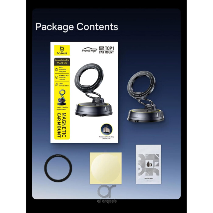 Baseus PrimeTrip VC2 Flex Magnetic Car Mount – 35N Suction Holder for Dashboard/Windshield