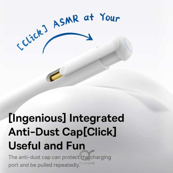 قلم Baseus Smooth Writing PS4 – تشغيل باللمس 360°، شحن سلكي، دعم الميل وتجاهل راحة اليد – أبيض قمري