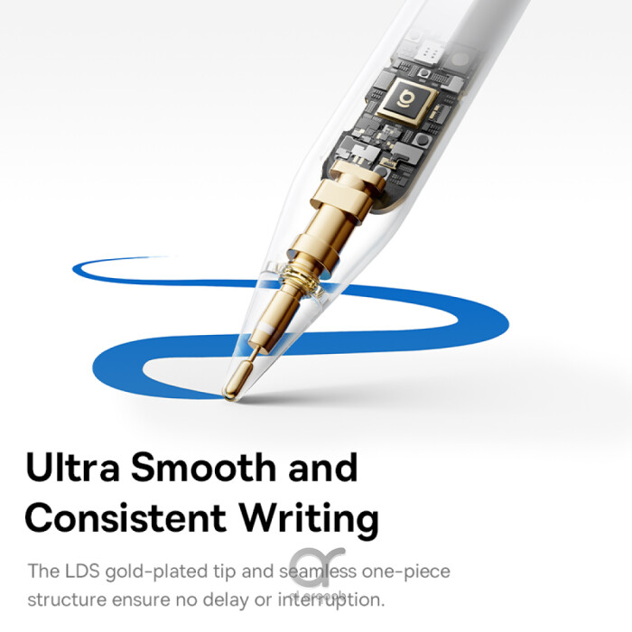 قلم Baseus Smooth Writing PS4 – تشغيل باللمس 360°، شحن سلكي، دعم الميل وتجاهل راحة اليد – أبيض قمري