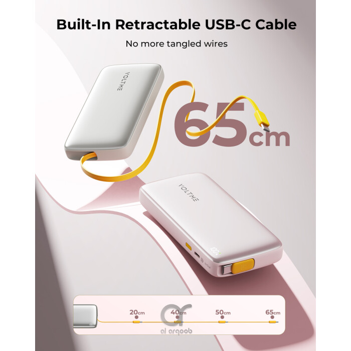 باور بانك فولت مي هايبركور رولز 10K بسعة 10000 مللي أمبير – شحن سريع 30 واط مع كابل USB