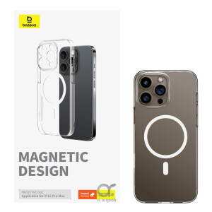 Baseus Crystal Series Magnetic Phone Case for iPhone 15 Pro Shockproof, MagSafe (With Tempered