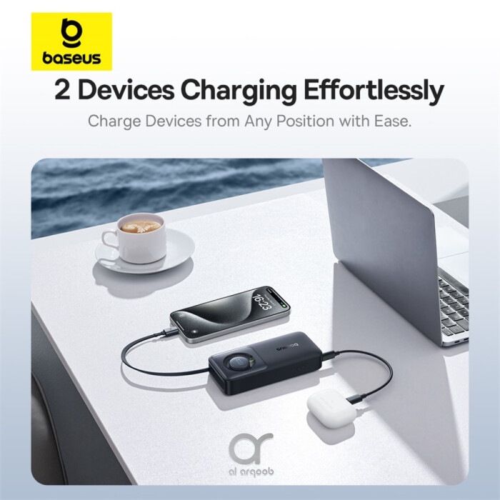 Baseus Free2Pull PowerFlex 10000mAh – Compact Retractable Power Bank with 30W Fast Charging (Grey) Copy