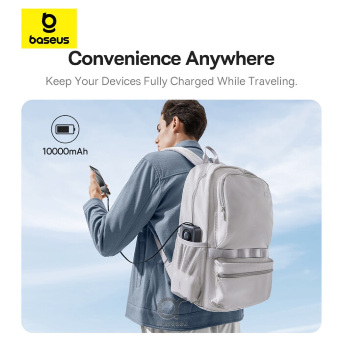 Baseus Free2Pull PowerFlex 10000mAh – Compact Retractable Power Bank with 30W Fast Charging (Grey) Copy