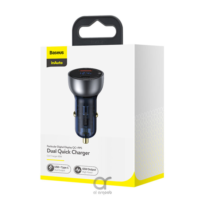 Baseus car charger USB / USB Type C 65 W 5 A SCP Quick Charge 4.0+ Power Delivery 3.0 LCD display