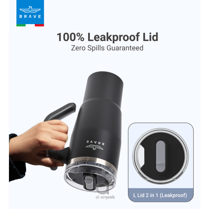 كوب السفر بريف تمب جارد 950 مل عازل حراري، 24 ساعة بارد و12 ساعة ساخن، غطاء مانع للتسرب، مقبض دوار 180°