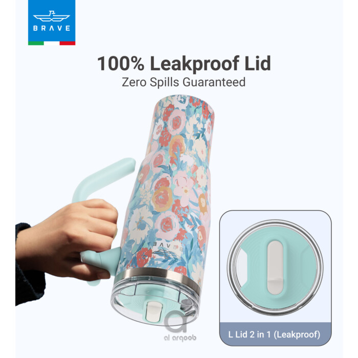 Brave Temp Guard Vacuum Insulated Travel Mug – 180° Rotating Handle, 24H Cold &amp; 12H Hot Retention, Leak