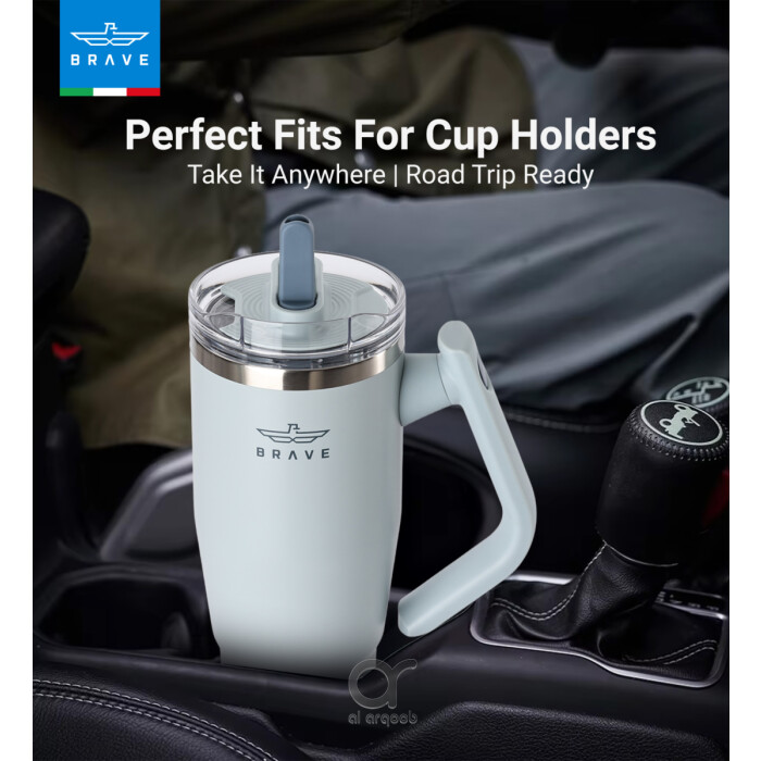 Brave Temp Guard Vacuum Insulated Travel Mug – 180° Rotating Handle, 24H Cold &amp; 12H Hot Retention, Leak