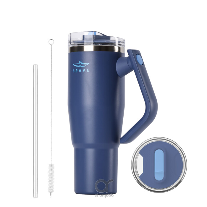 Brave Temp Guard Vacuum Insulated Travel Mug – 180° Rotating Handle, 24H Cold &amp; 12H Hot Retention, Leak
