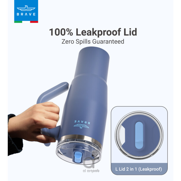 Brave Temp Guard Vacuum Insulated Travel Mug – 180° Rotating Handle, 24H Cold &amp; 12H Hot Retention, Leak