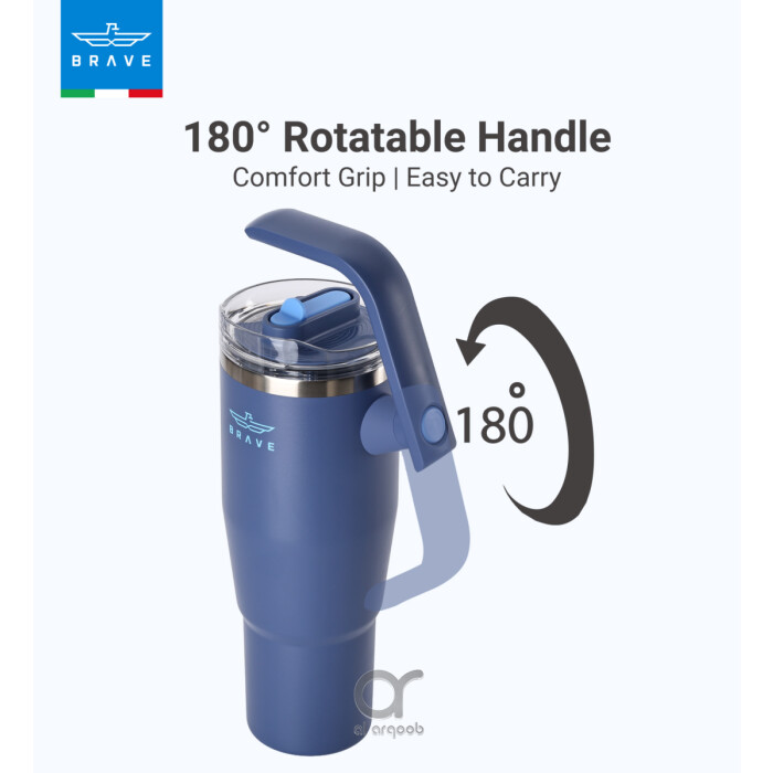 Brave Temp Guard Vacuum Insulated Travel Mug – 180° Rotating Handle, 24H Cold &amp; 12H Hot Retention, Leak