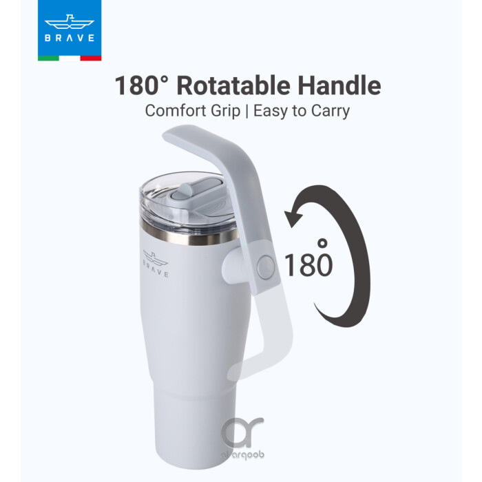 Brave Temp Guard Vacuum Insulated Travel Mug – 180° Rotating Handle, 24H Cold &amp; 12H Hot Retention, Leak