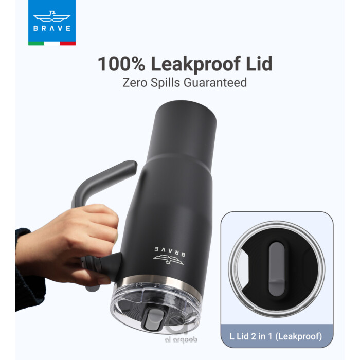 Brave Temp Guard Vacuum Insulated Travel Mug – 180° Rotating Handle, 24H Cold &amp; 12H Hot Retention, Leak