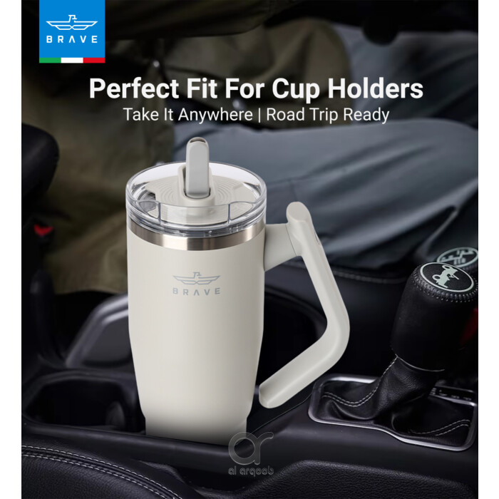 Brave Temp Guard Vacuum Insulated Travel Mug – 180° Rotating Handle, 24H Cold &amp; 12H Hot Retention, Leak