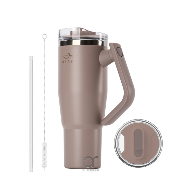 Brave Temp Guard Vacuum Insulated Travel Mug – 180° Rotating Handle, 24H Cold &amp; 12H Hot Retention, Leak