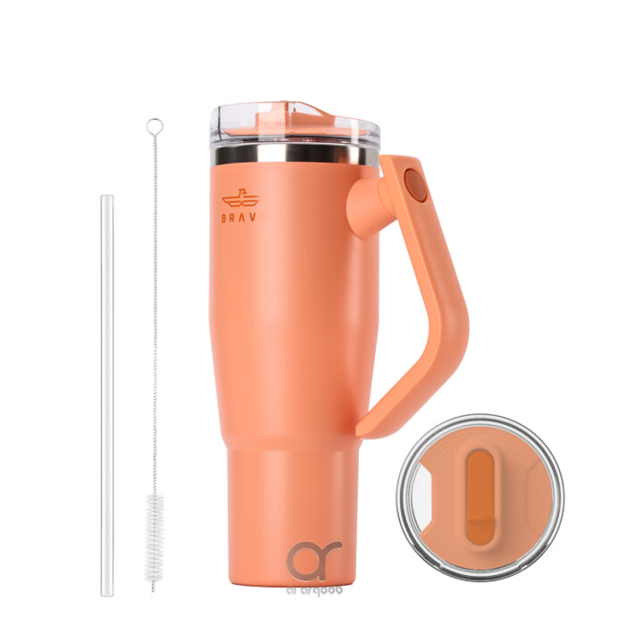 Brave Temp Guard Vacuum Insulated Travel Mug – 180° Rotating Handle, 24H Cold &amp; 12H Hot Retention, Leak