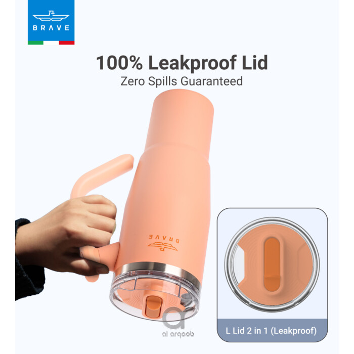 Brave Temp Guard Vacuum Insulated Travel Mug – 180° Rotating Handle, 24H Cold &amp; 12H Hot Retention, Leak
