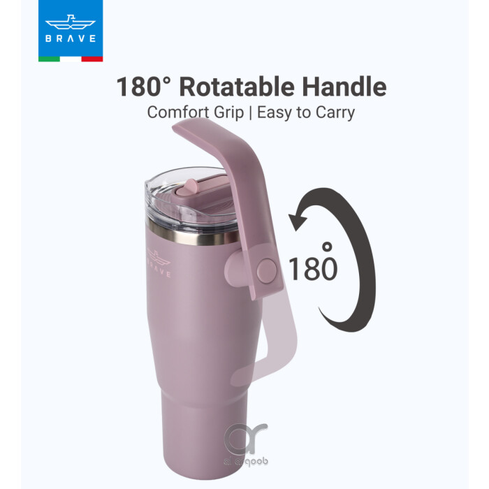 كوب السفر بريف تمب جارد 1200 مل عازل حراري، 24 ساعة بارد و12 ساعة ساخن، غطاء مانع للتسرب، مقبض دوار 180°