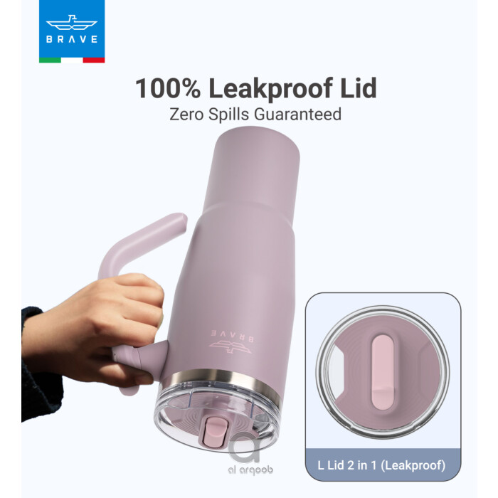 كوب السفر بريف تمب جارد 1200 مل عازل حراري، 24 ساعة بارد و12 ساعة ساخن، غطاء مانع للتسرب، مقبض دوار 180°