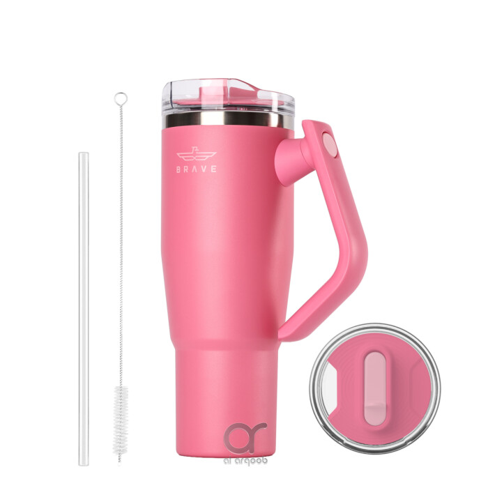 Brave Temp Guard Vacuum Insulated Travel Mug – 180° Rotating Handle, 24H Cold &amp; 12H Hot Retention, Leak