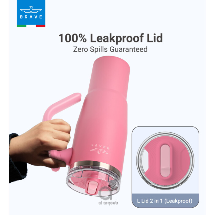 Brave Temp Guard Vacuum Insulated Travel Mug – 180° Rotating Handle, 24H Cold &amp; 12H Hot Retention, Leak