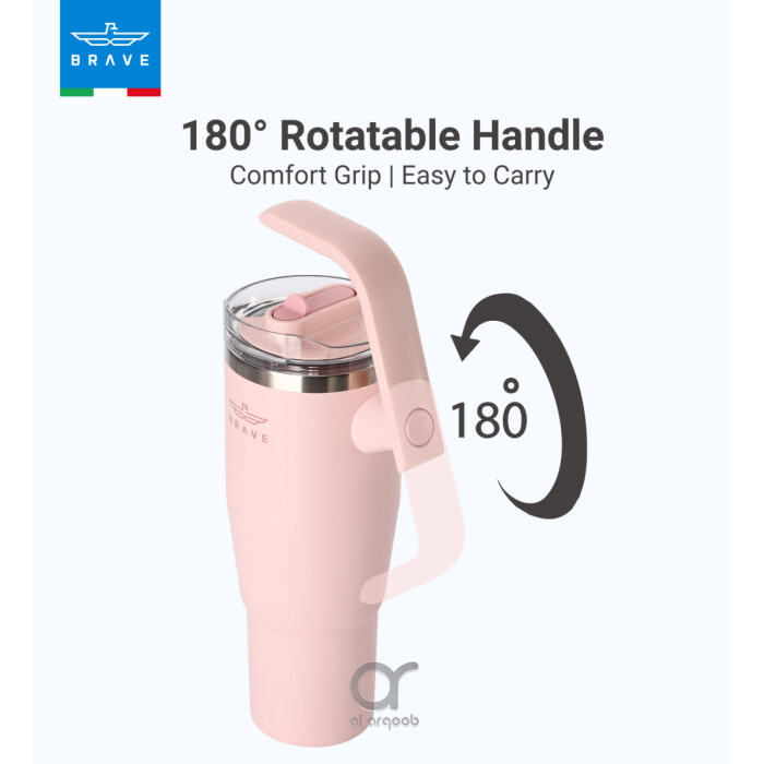 Brave Temp Guard Vacuum Insulated Travel Mug – 180° Rotating Handle, 24H Cold &amp; 12H Hot Retention, Leak