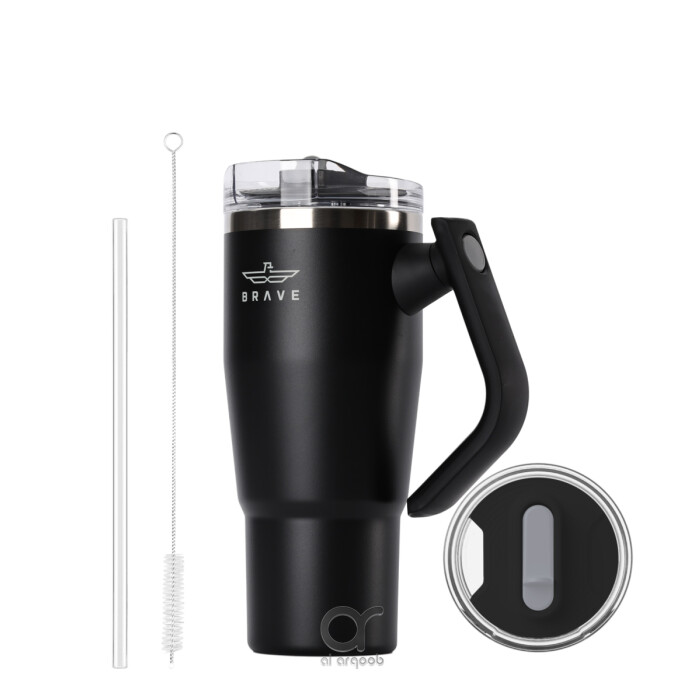 Brave Temp Guard Vacuum Insulated Travel Mug – 180° Rotating Handle, 24H Cold &amp; 12H Hot Retention, Leak