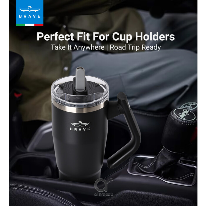 Brave Temp Guard Vacuum Insulated Travel Mug – 180° Rotating Handle, 24H Cold &amp; 12H Hot Retention, Leak