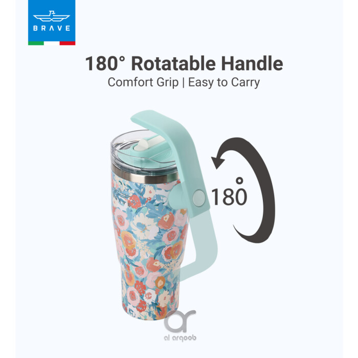 Brave Temp Guard Vacuum Insulated Travel Mug – 180° Rotating Handle, 24H Cold &amp; 12H Hot Retention, Leak
