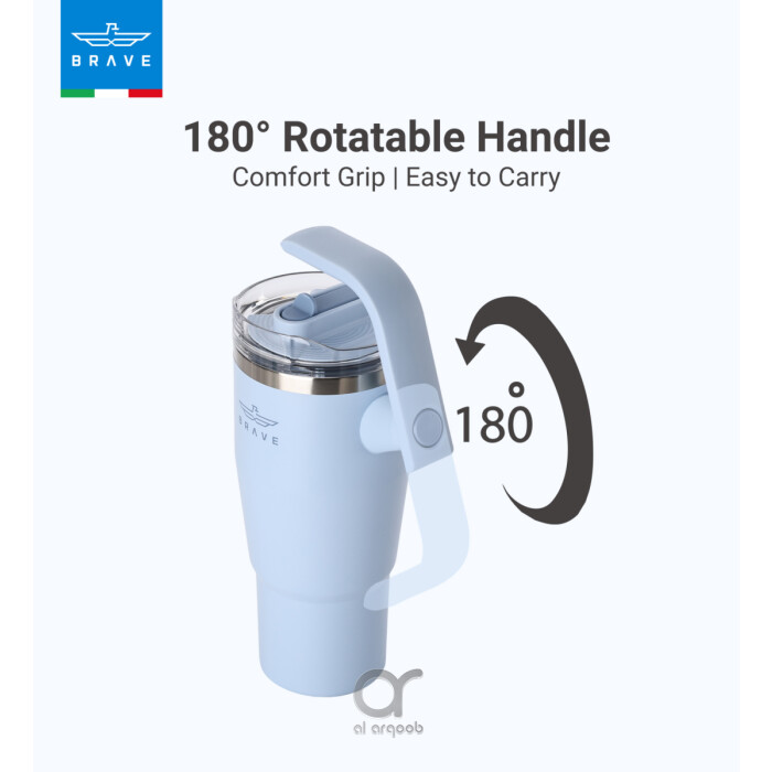 Brave Temp Guard Vacuum Insulated Travel Mug – 180° Rotating Handle, 24H Cold &amp; 12H Hot Retention, Leak