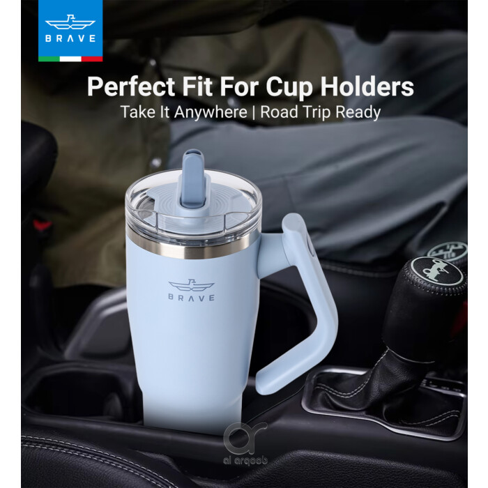 Brave Temp Guard Vacuum Insulated Travel Mug – 180° Rotating Handle, 24H Cold &amp; 12H Hot Retention, Leak