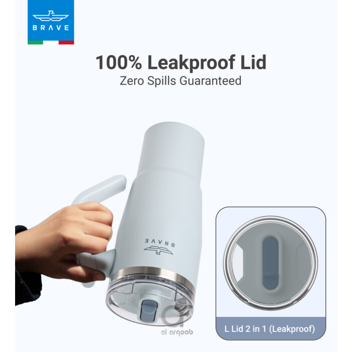 كوب السفر بريف تمب جارد 950 مل عازل حراري، 24 ساعة بارد و12 ساعة ساخن، غطاء مانع للتسرب، مقبض دوار 180°