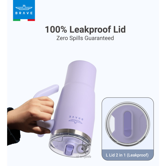 Brave Temp Guard Vacuum Insulated Travel Mug – 180° Rotating Handle, 24H Cold &amp; 12H Hot Retention, Leak