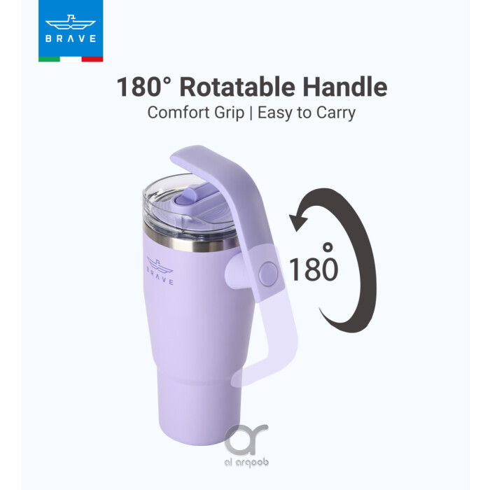 Brave Temp Guard Vacuum Insulated Travel Mug – 180° Rotating Handle, 24H Cold &amp; 12H Hot Retention, Leak